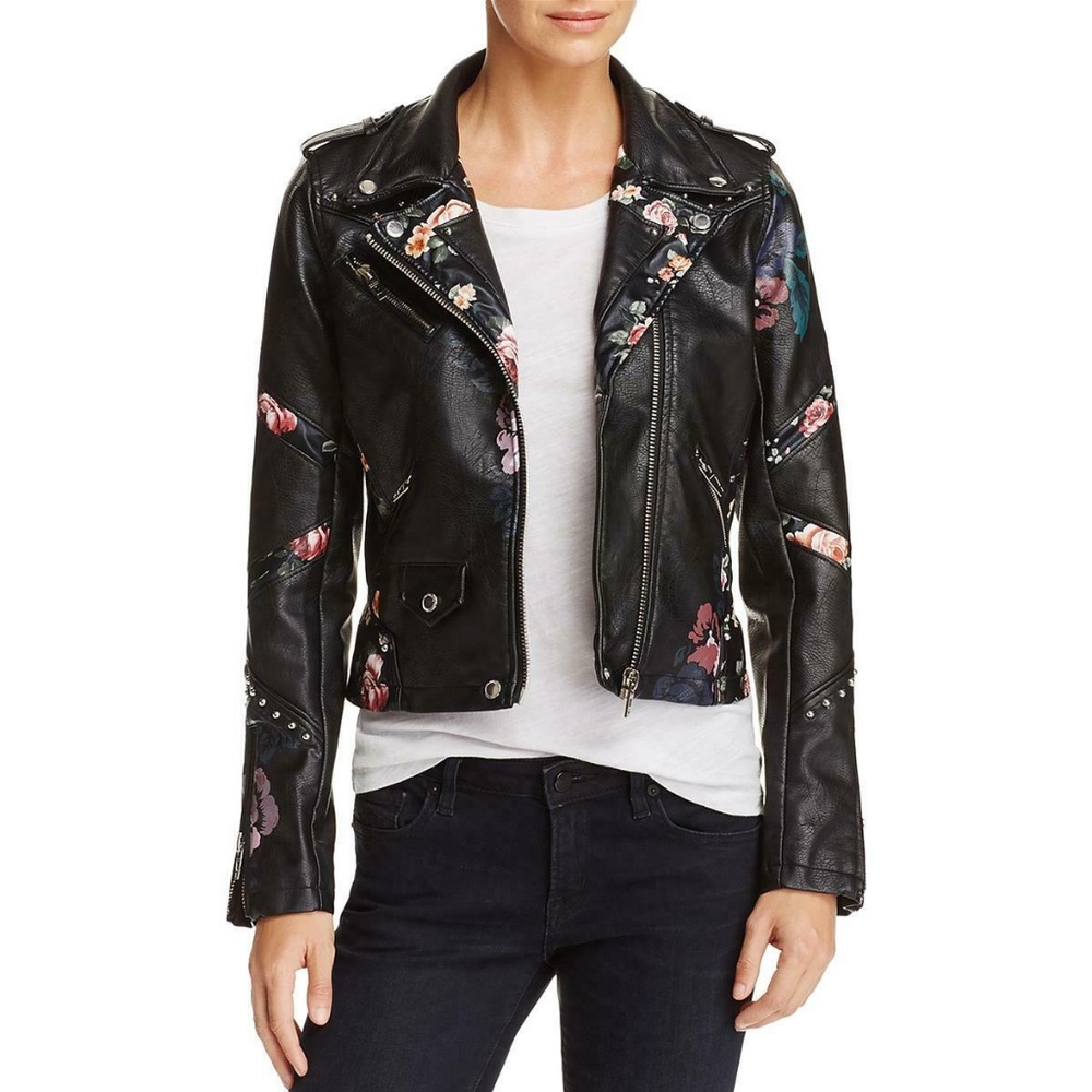 BLANK NYC Floral Leather Jacket